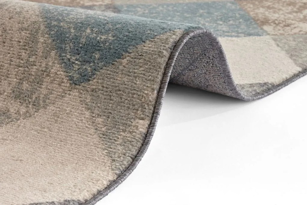 Dywan Terrain designerski w Romby –  Beż Brąz Turkus z krótkim włosiem 80 cm x 120 cm Certyfikat Oeko-Tex