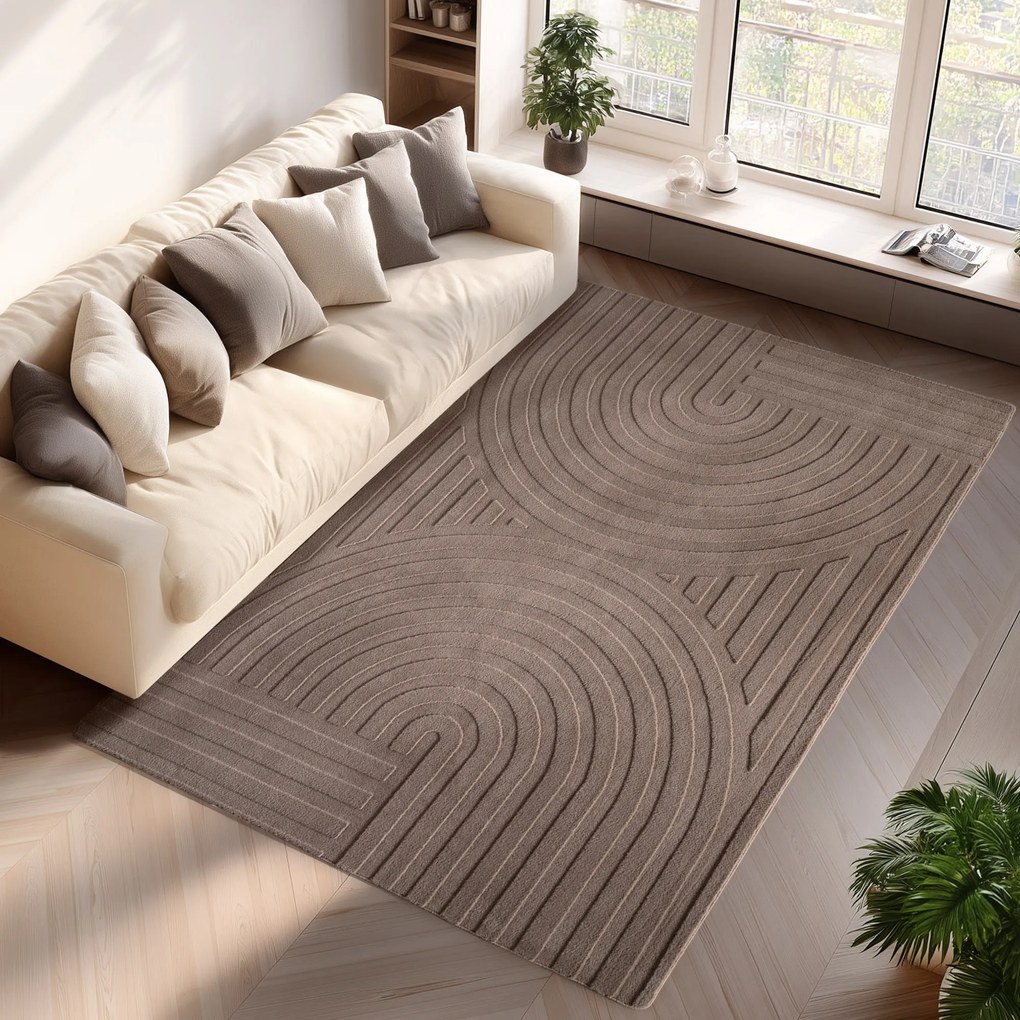 Dywan nowoczesny Pompei 3D szaro-beżowy 200 cm x 290 cm