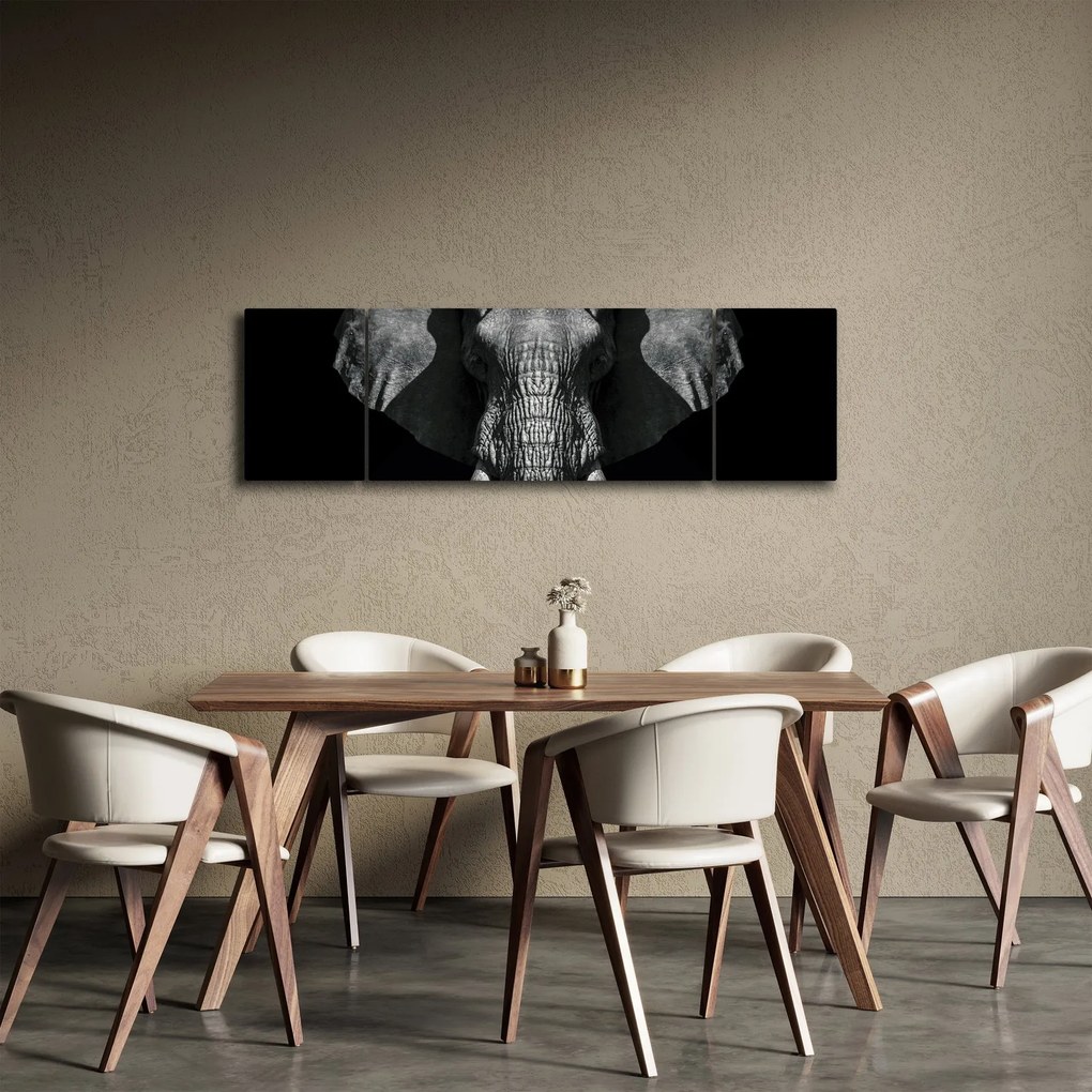 Obraz - Słoń na czarnym tle (170x50 cm)