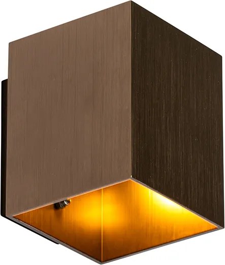 Nowoczesna lampa ścienna ciemnobrązowa kwadratowa - Sola