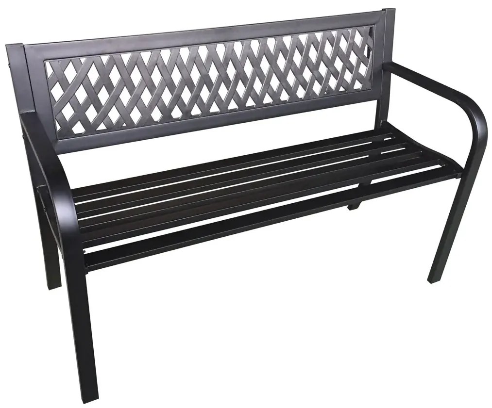 Czarna parkowa ławka ogrodowa z oparciem B9-P93