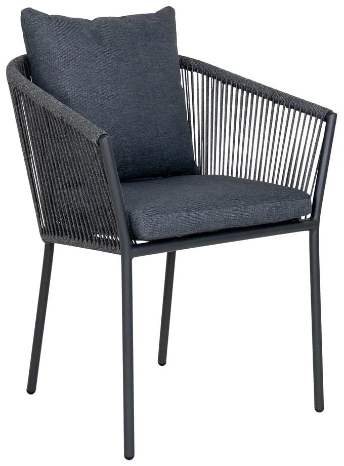 Ciemnoszare metalowe tapicerowane krzesło ogrodowe Salerno – House Nordic