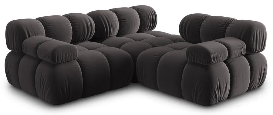Ciemnoszara aksamitna sofa 282 cm Bellis – Micadoni Home