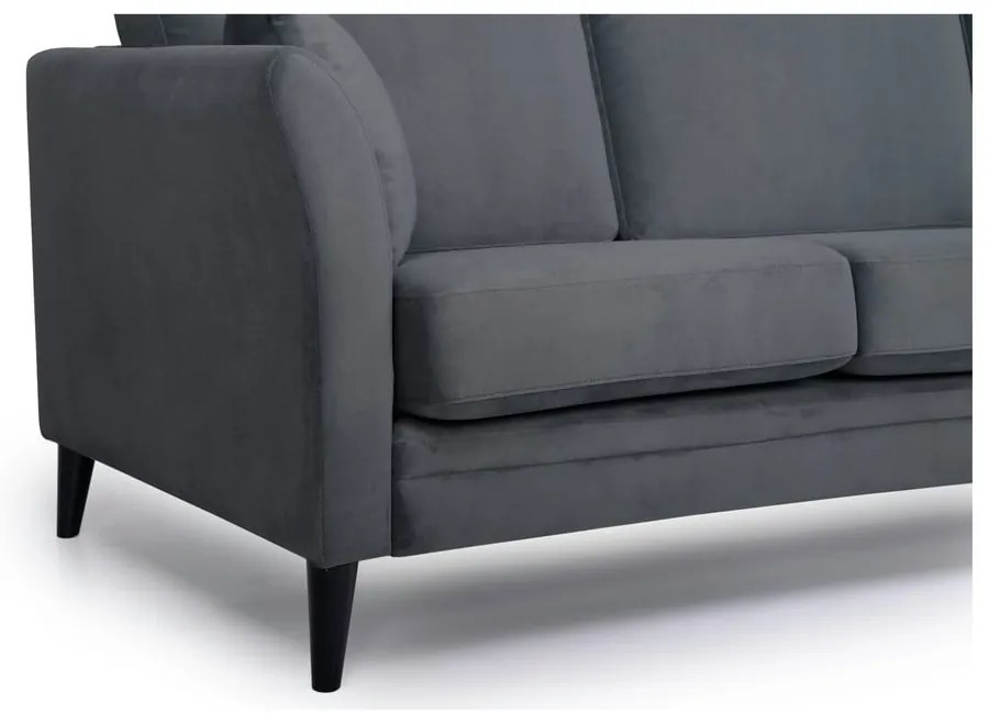 Ciemnoszara aksamitna sofa Scandic Eden, 237 cm