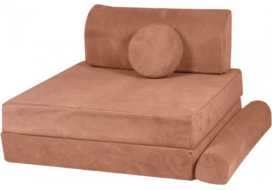 Slimcord sztruksowa sofa dziecięca, ceglana - meowbaby®