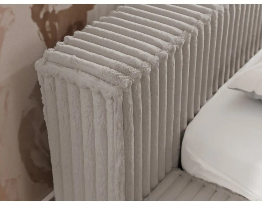 Szare tapicerowane łóżko dwuosobowe ze schowkiem i stelażem 140x200 cm Cloe – Ropez