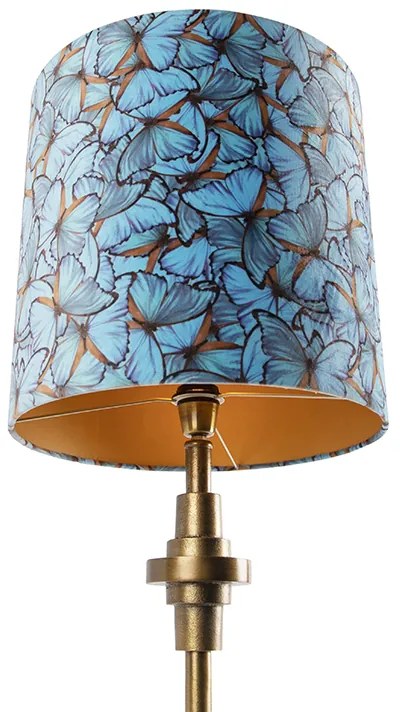 Lampa stołowa brązo-welurowa z motywem motyla 40 cm - Diverso ArtDeco Oswietlenie wewnetrzne