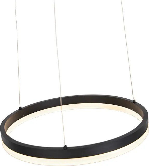Designerska lampa wisząca czarna 40 cm z wbudowanym LED o 3-stopniowym ściemnianiu - Anello