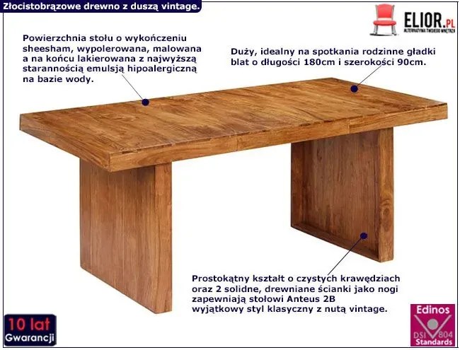 Duży stół drewniany palisander -Lapis 2B