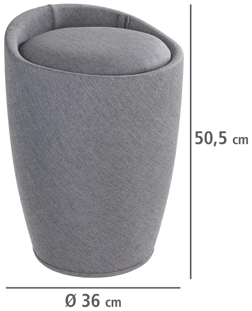 Pufa CANDY GREY - kosz na pranie, 2w1, WENKO