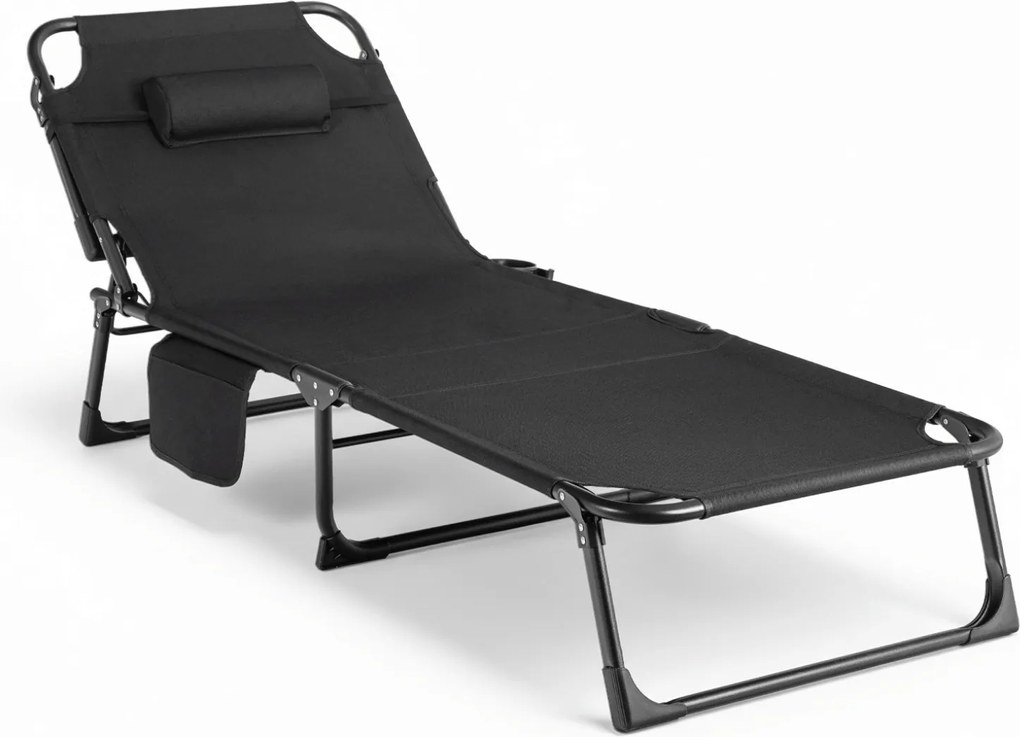Leżak Ogrodowy SATURN 190x73 cm Czarny