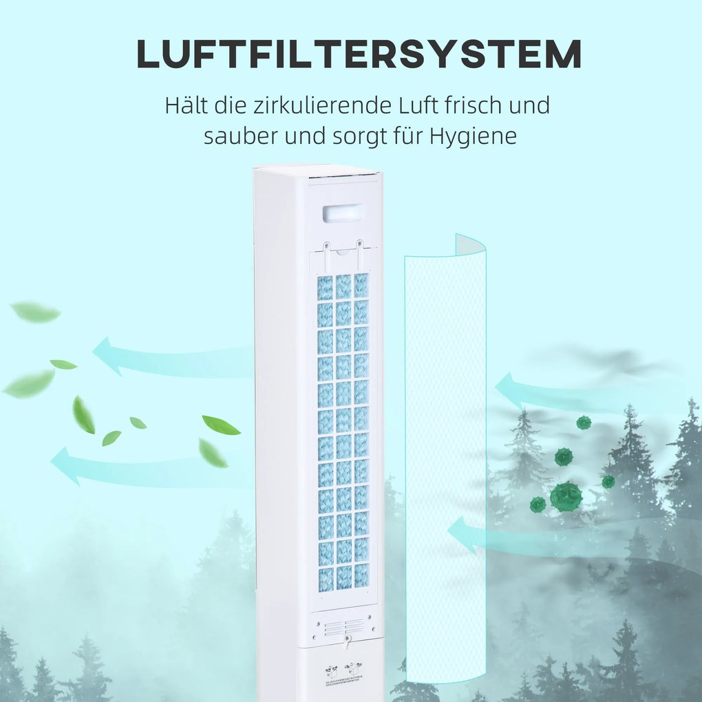 HOMCOM Wentylator Kolumnowy, Klimatyzator kolumnowy, Obrót o 52 stopnie, Cicha praca, 3 tryby pracy, 3 prędkości