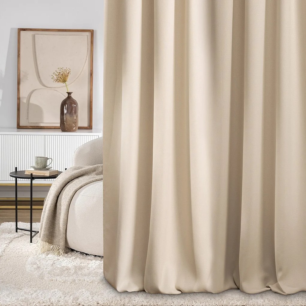 Zasłona zaciemniająca na taśmie marszczącej blackout strukturalny ecru 140 x 280 cm 1 szt.