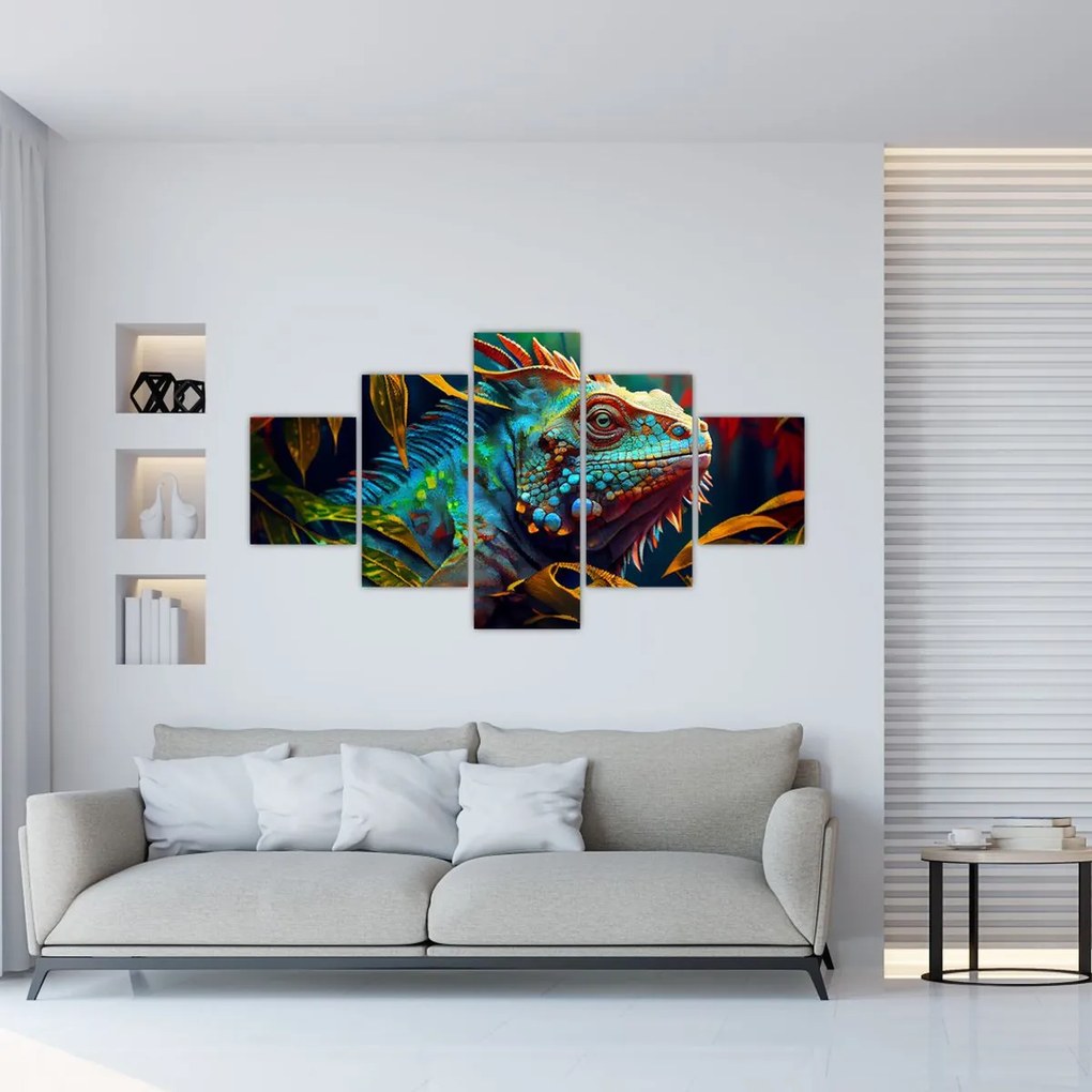 Obraz - Kolorowa iguana (125x70 cm)