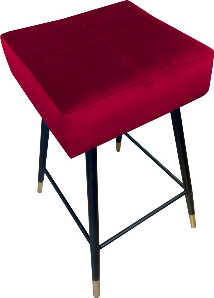 Hoker MAX krzesło barowe tkanina Welur podstawa metalowa : Kolor nogi - Czarno-złota stożek, Kolor tkaniny - VELVET - MG31, Typ siedziska - Siedzisko stałe