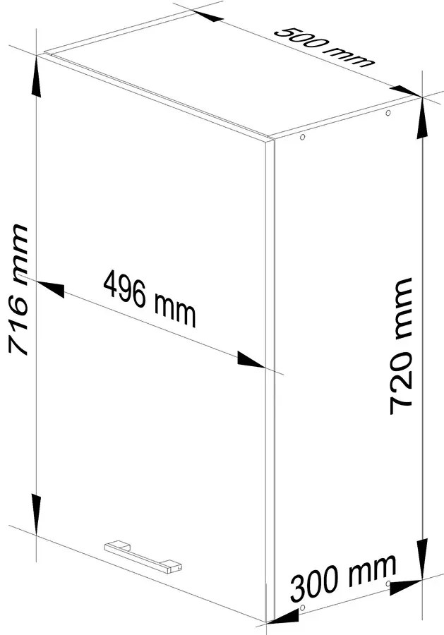 Biała minimalistyczna górna szafka kuchenna 50 cm  M9-D16