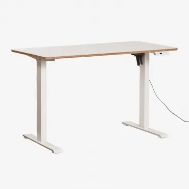 Biurko Elektryczne Serpi Prostokątne Z Podnośnikiem Elektrycznym 120x60 Cm Z Funkcją Pamięci Ustawień, Drewno I Żelazo Madera Blanca & Blanco - Sklum