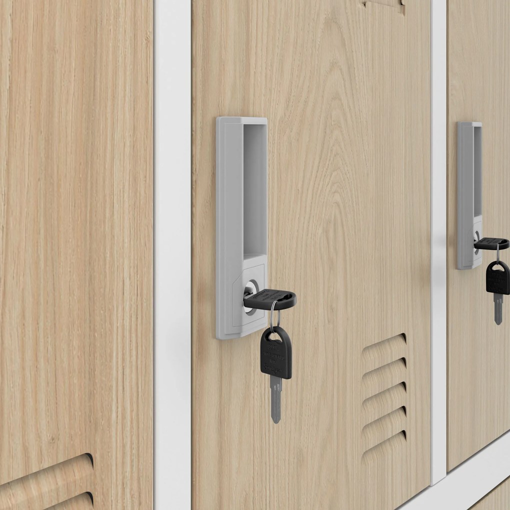 Szafka skrytkowa socjalna 12-skrytkowa biała/dąb sonoma, 900x1850x400 mm: MARCIN Eco Design