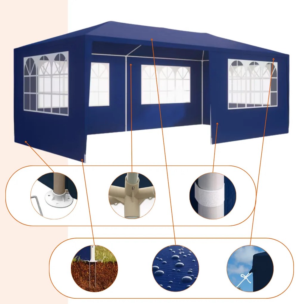 Namiot imprezowy NEAPOL, 3x6m, niebieska Jurhan