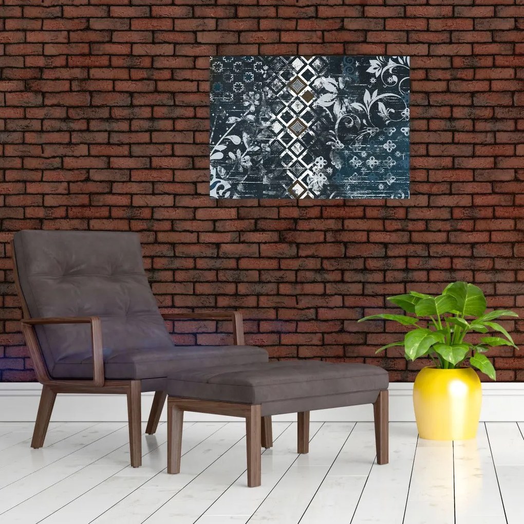 Obraz na szkle z kwiatowym wystrojem (70x50 cm)