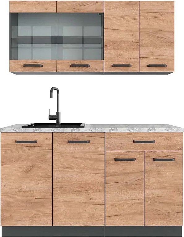 Pojedyncza kuchnia złoty dąb power/antracyt 140x60x81.6 r-line