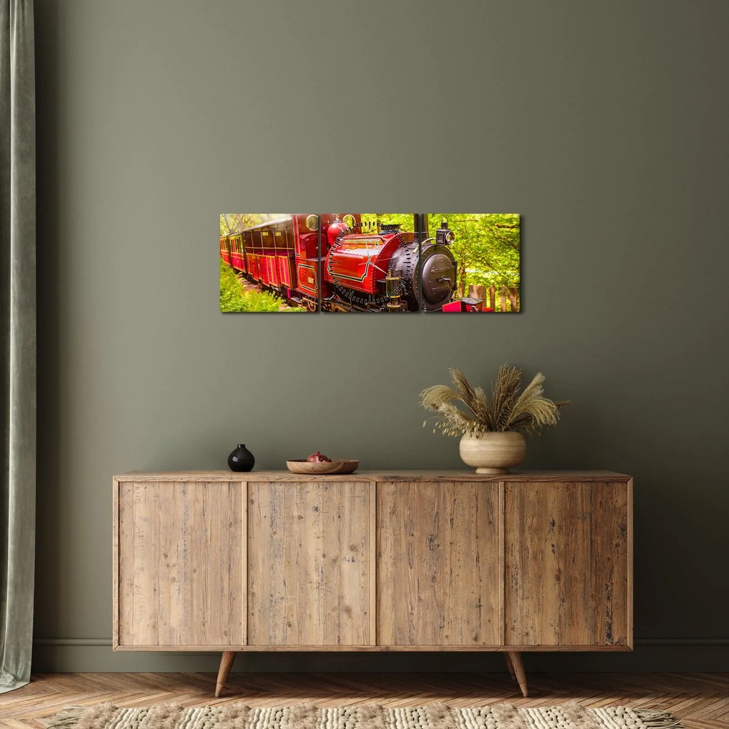 Obraz pociągu parowego (z zegarem) (90x30 cm)