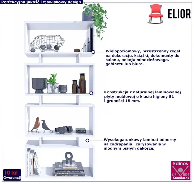 Biały ażurowy regał nowoczesny Ejos 3X