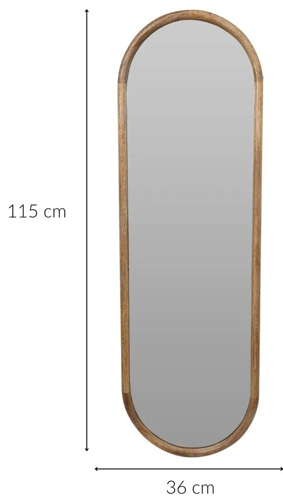 Duże lustro ścienne w drewnianej ramie, 36 x 2,5 x 115 cm