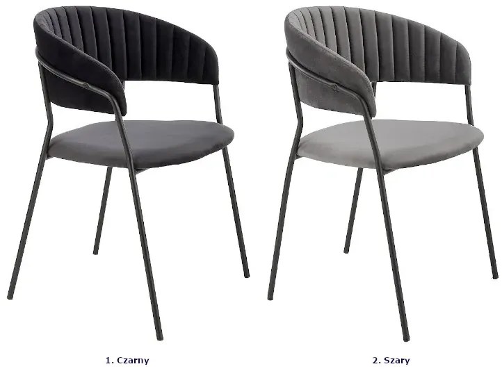 Zestaw czarnych aksamitnych metalowych krzeseł 4 szt. B7-Z19