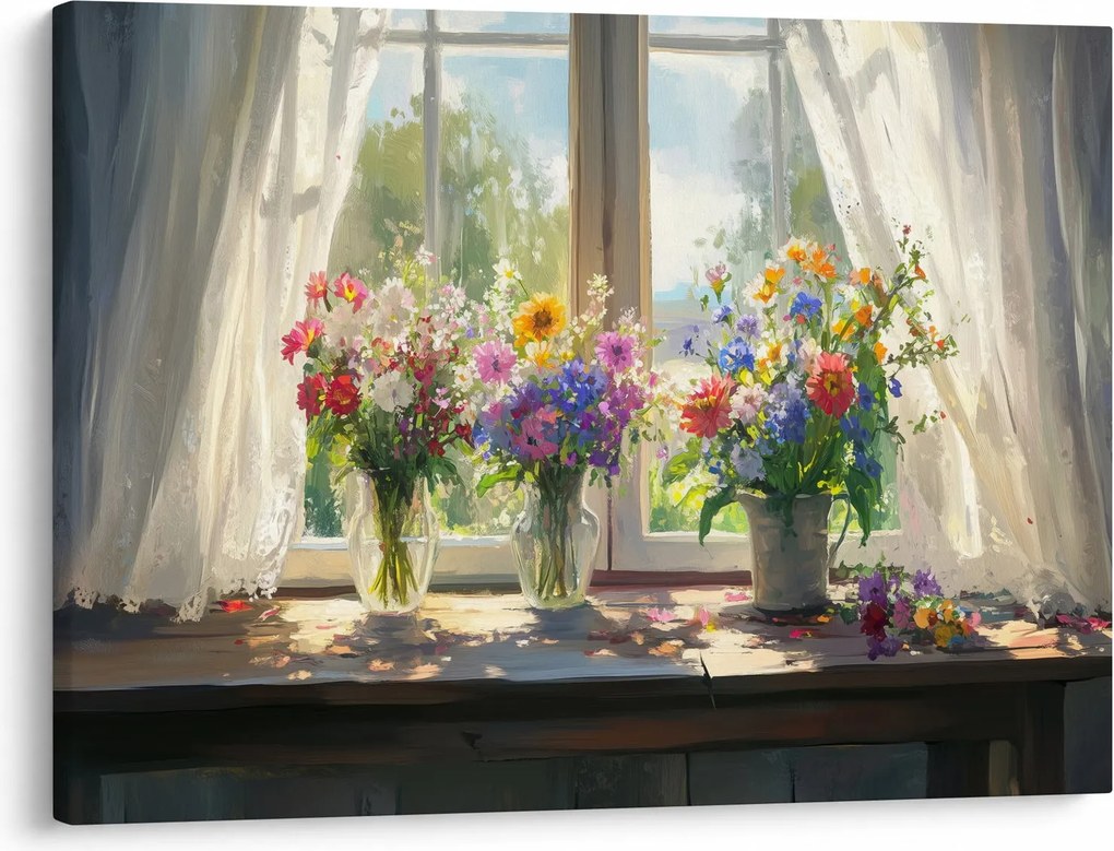 Obraz - Bukiet przy oknie (70x50 cm)