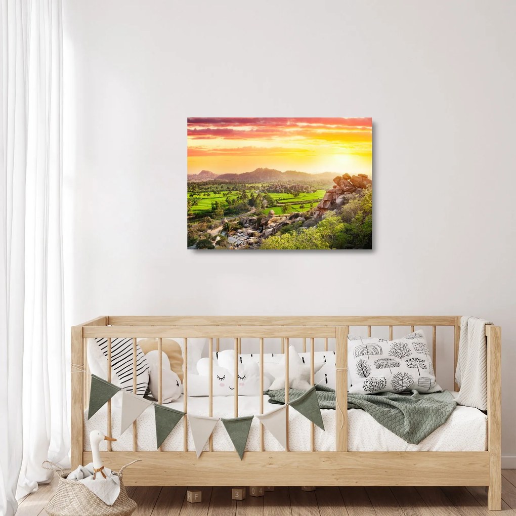 Obraz na szkle - dolina Hampi w Indiach (70x50 cm)