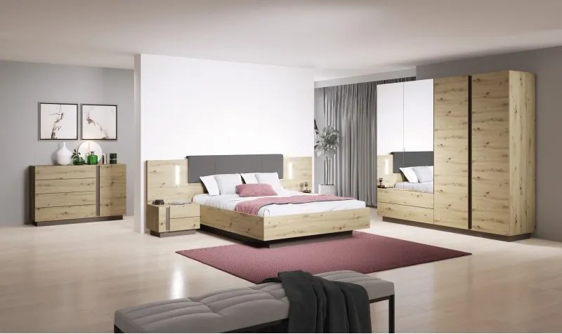 Łóżko RACO 160x200 cm w kolorze Jasnego DĘBU ARTISAN