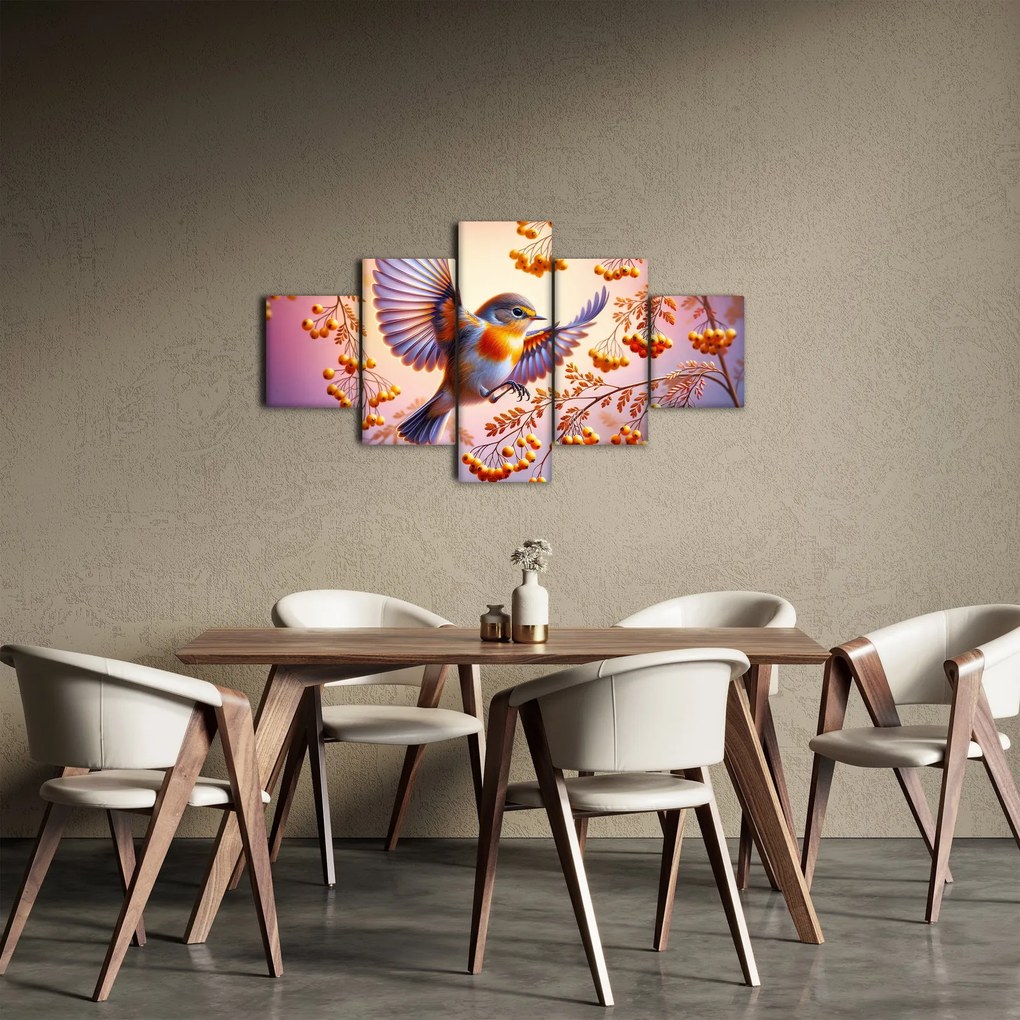 Obraz - Ptak z jarzębiną (125x70 cm)
