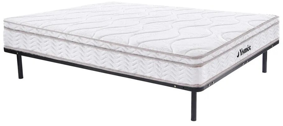 Komplet stelaż z listewkami + materac na sprężynach 3 strefy i pamięć kształtu ciała WOLKENTANZ marki YSMÉE - 140 x 190 cm