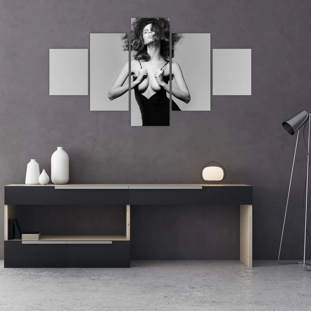 Obraz kobiety w czarnej sukience (125x70 cm)