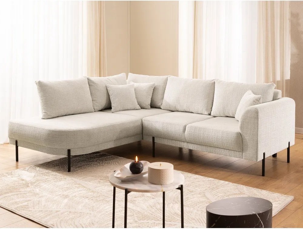 Beżowy narożnik z tkaniny szenilowej (lewostronny/w kształcie litery L) Mauris – Ropez