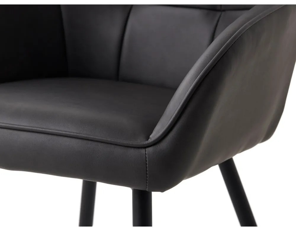 Ciemnoszare krzesła z imitacji skóry z podłokietnikami zestaw 2 szt. Nolan Square – Unique Furniture