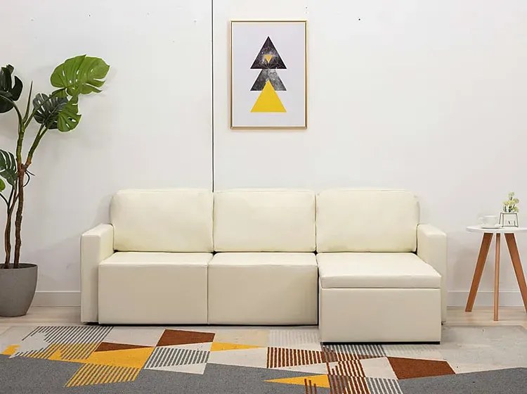 Rozkładana sofa modułowa jasnokremowa - Odi 4Q