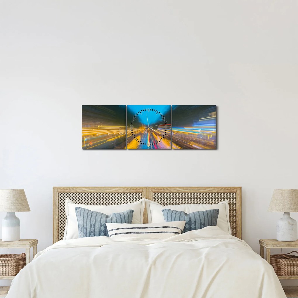 Obraz - Obraz abstrakcji (z zegarem) (90x30 cm)