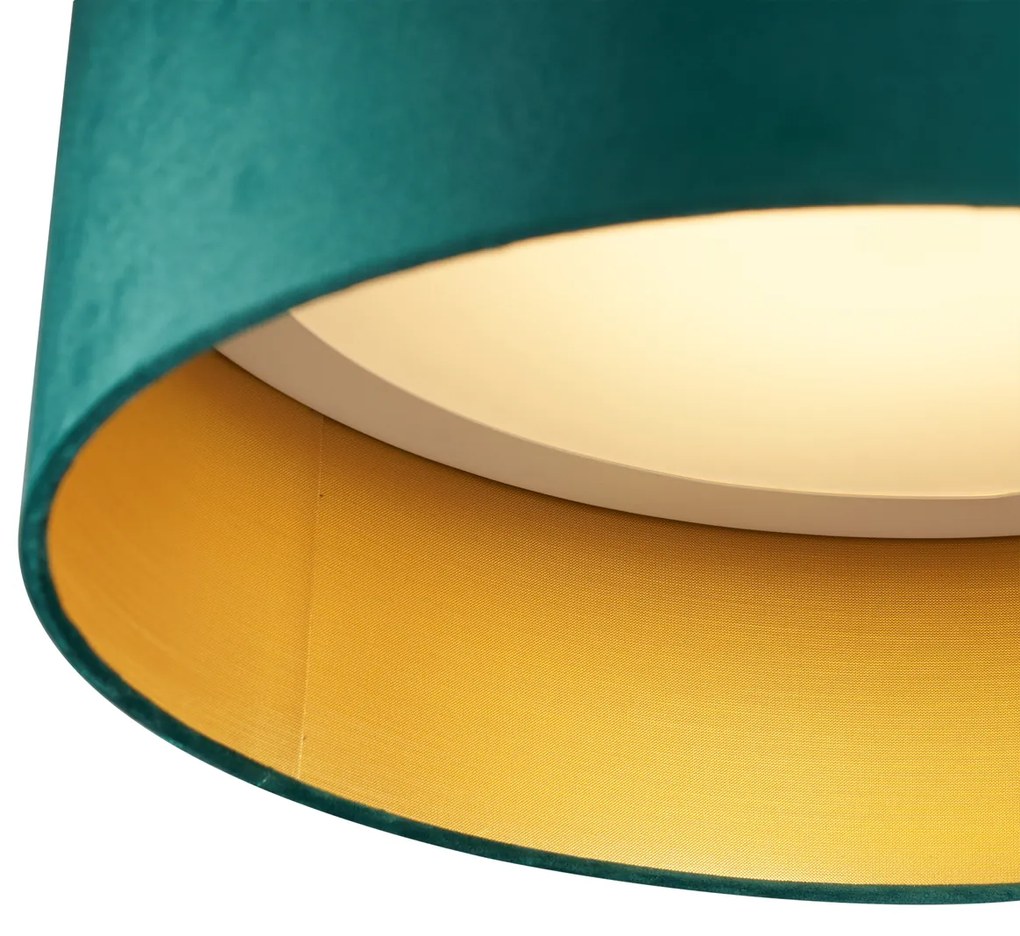 Nowoczesna lampa sufitowa zielony aksamit 40 cm z LED z 3-stopniową regulacją ściemniania - Sue Nowoczesny Oswietlenie wewnetrzne