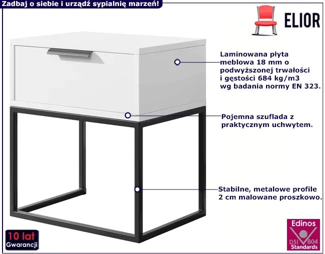 Biało-czarna nowoczesna szafka nocna Polagros 4X