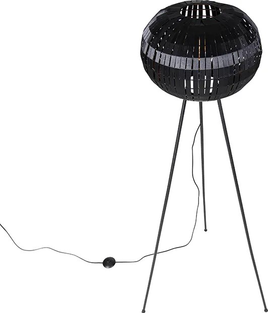 Nowoczesna lampa podłogowa na trójnogu czarna - Zoë