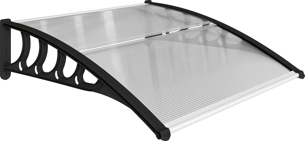 Outsunny Zadaszenie drzwi/okna, odporne na warunki pogodowe, przezroczyste, Aluminium/Poliwęglan, 103x96,5x27cm, Czarne