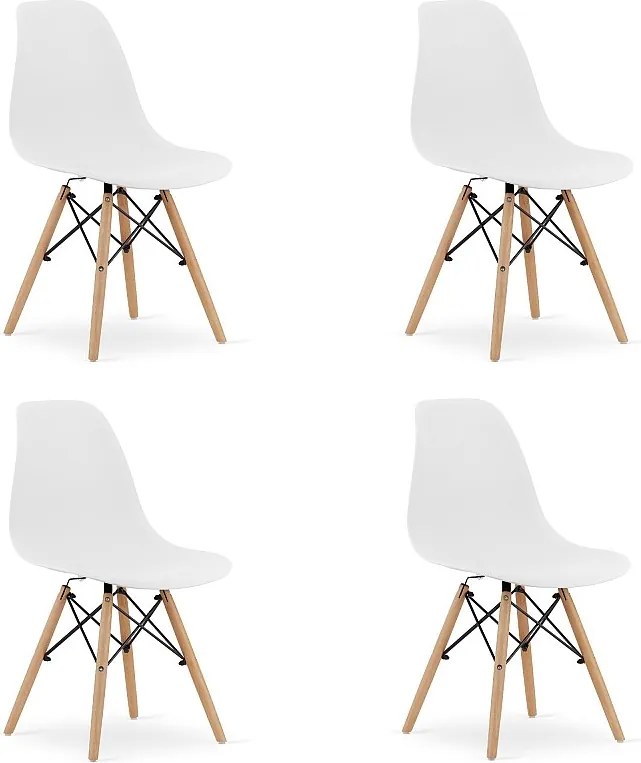 Krzesło Valora OSAKA, białe, naturalne nogi, ergonomiczny design x4