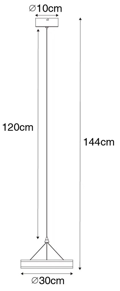 Lampa wisząca czarna 30 cm z wbudowanym LED-em 3-stopniowym ściemniaczem - Lyani