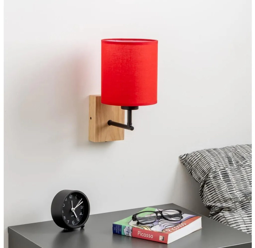 Brilagi - Kinkiet NUBILA WOOD 1xE27/25W/230V dąb/czerwony