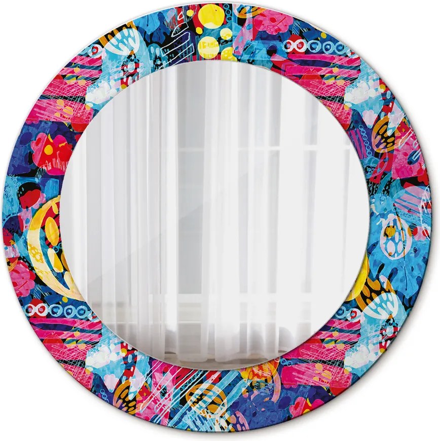 Lustro dekoracyjne okrągłe Kolorowe bazgroły