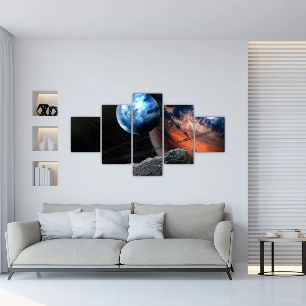 Obraz planety w kosmosie (125x70 cm)