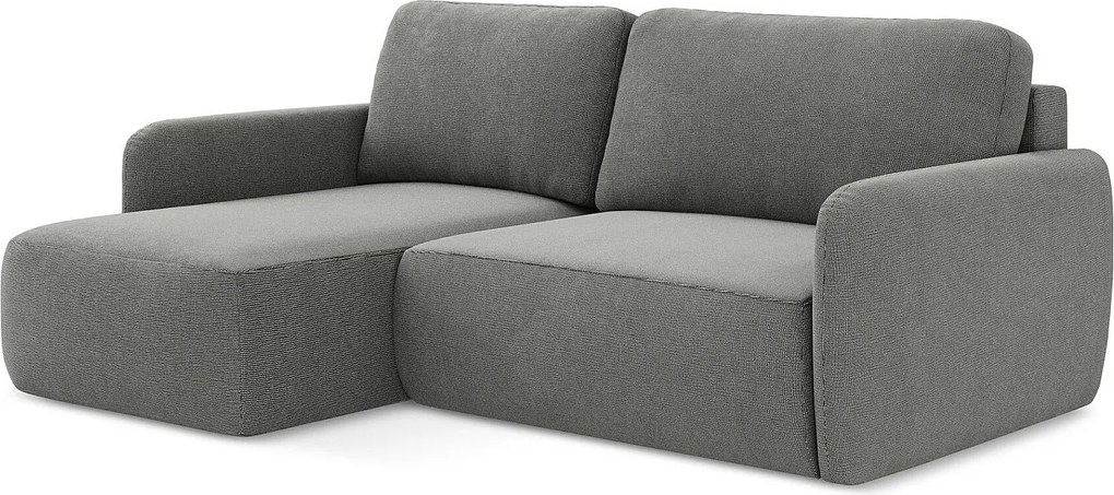 Narożnik lewostronny z funkcją spania - z tkaniny strukturalnej - szary - LILO