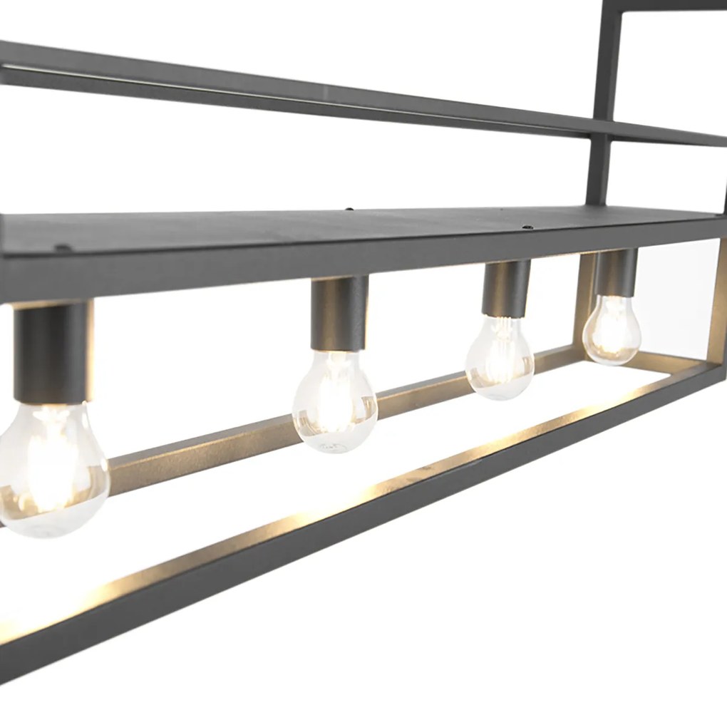 Inteligentna lampa wisząca czarna z półką w komplecie, 4 x Wi-Fi A60 - Cage Rack Nowoczesny Oswietlenie wewnetrzne